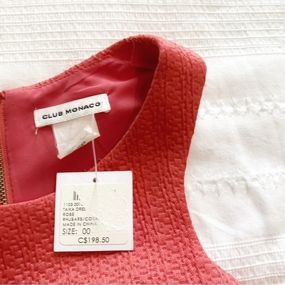 Nwt CLUB MONACO TAIKA CORAL TEXTURED CUT OUT SLEEVELESS MINI COCKTAIL DRESS - Picture 7 of 11